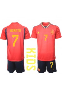 Spanje Alvaro Morata #7 Babytruitje Thuis tenue Kind WK 2022 Korte Mouw (+ Korte broeken)